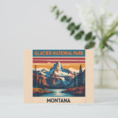 Vintage Travel Glacier Nationalpark Montana Postkarte (Stehend Vorderseite)