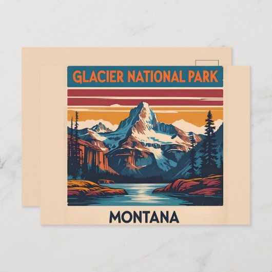 Vintage Travel Glacier Nationalpark Montana Postkarte (Vorne/Hinten)