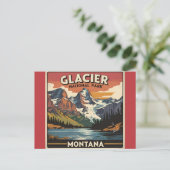 Vintage Travel Glacier Nationalpark Montana Postkarte (Stehend Vorderseite)