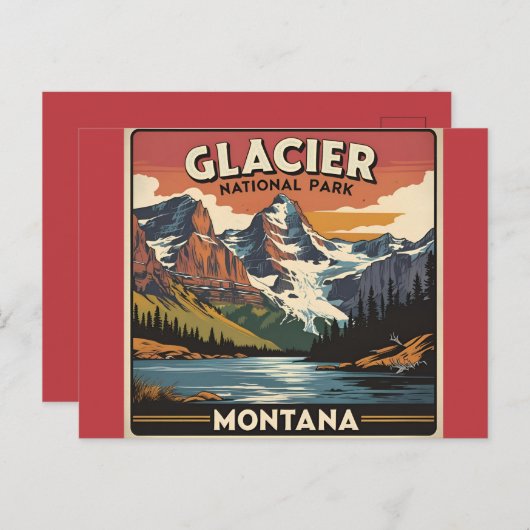 Vintage Travel Glacier Nationalpark Montana Postkarte (Vorne/Hinten)