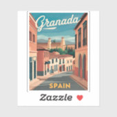 Vintage Travel Granada Spanien Retro Graphic Aufkleber (Blatt)