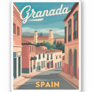 Vintage Travel Granada Spanien Retro Graphic Aufkleber