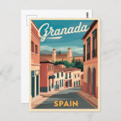 Vintage Travel Granada Spanien Retro Graphic Postkarte (Vorne/Hinten)