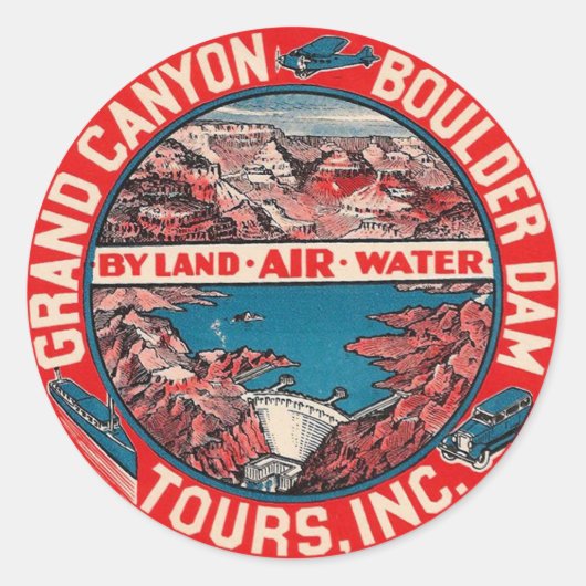 Vintage Travel - Grand Canyon / Boulder Dam Runder Aufkleber (Vorderseite)