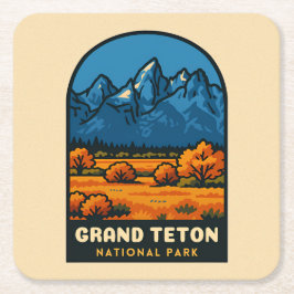 Vintage Travel Grand Teton National Park USA Retro Rechteckiger Pappuntersetzer