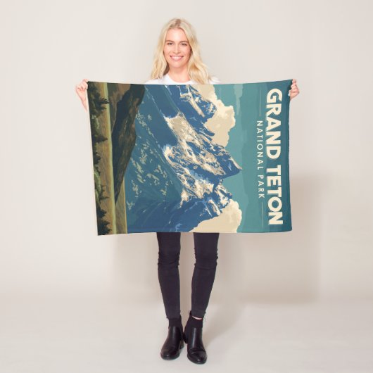 Vintage Travel Grand Teton Nationalpark Fleecedecke (Beispiel)