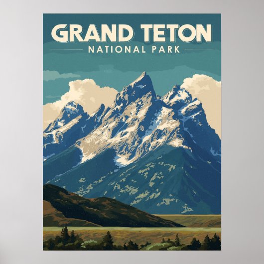 Vintage Travel Grand Teton Nationalpark Poster (Vorne)