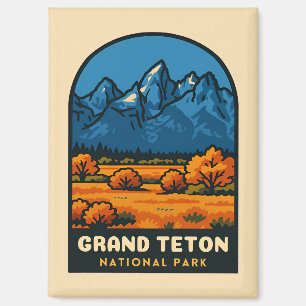 Vintage Travel Grand Teton Nationalpark USA Retro Magnet