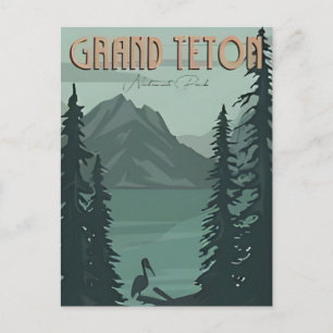 Vintage travel Grand Teton Nationalpark Wyoming Postkarte