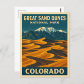 Vintage Travel Great Sand Dunes National Park Postkarte (Vorne/Hinten)