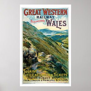 Vintage Travel Great Western Bahn Wales Poster