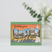 Vintage Travel Greetings from Boston Massachusetts Postkarte (Stehend Vorderseite)