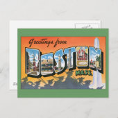 Vintage Travel Greetings from Boston Massachusetts Postkarte (Vorne/Hinten)