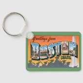 Vintage Travel Greetings from Boston Massachusetts Schlüsselanhänger (Rückseite)