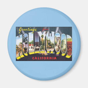 Vintage Travel Greetings from Hollywood California Magnet