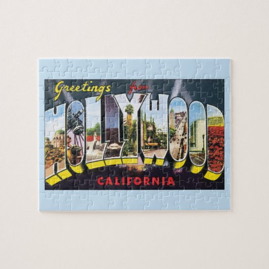 Vintage Travel Greetings from Hollywood California Puzzle (Horizontal)