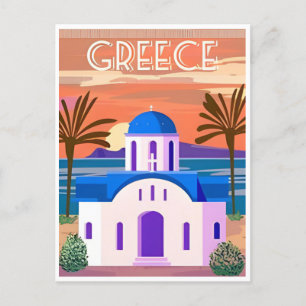 Vintage Travel Griechenland Santorini Athen Kreta  Postkarte