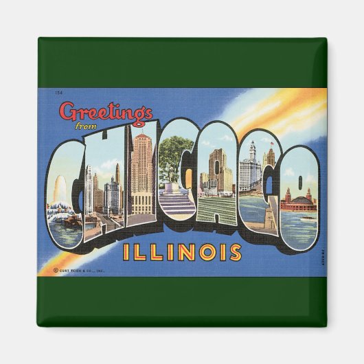 Vintage Travel, Gruß aus Chicago Illinois Magnet (Vorne)