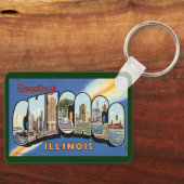Vintage Travel, Gruß aus Chicago Illinois Schlüsselanhänger (Vorderseite)