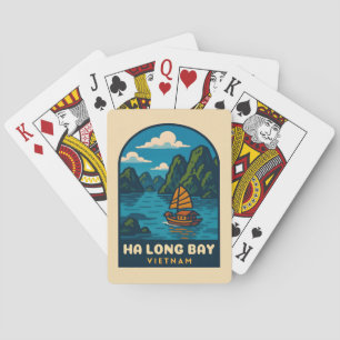 Vintage Travel Ha Long Bay Vietnam Retro Landschaf Spielkarten