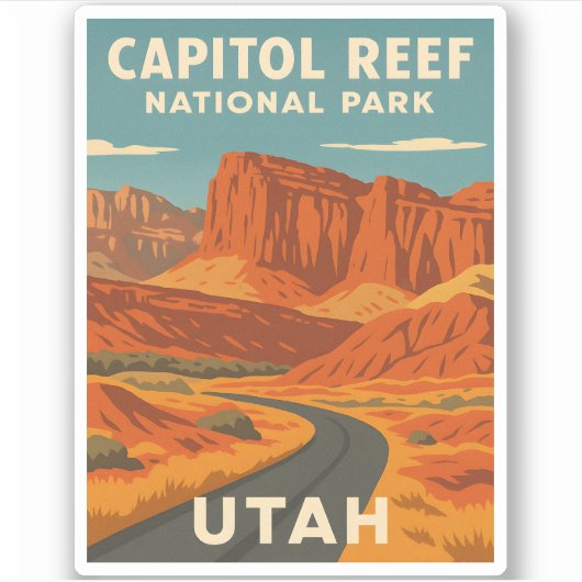 Vintage Travel Hauptstadt Reef Nationalpark Utah Aufkleber (Vorderseite)