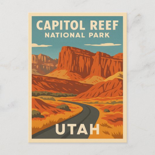 Vintage Travel Hauptstadt Reef Nationalpark Utah Postkarte (Vorderseite)
