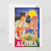 Vintage Travel Hawaii, Aloha! Postkarte (Vorne/Hinten)