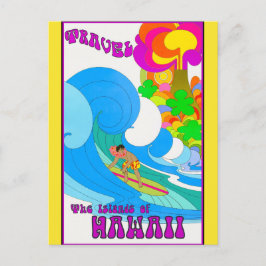 Vintage Travel Hawaii Retro Ocean Surfing Postkarte