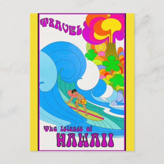 Vintage Travel Hawaii Retro Ocean Surfing Postkarte (Vorderseite)