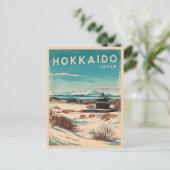 Vintage Travel Hokkaido Japan Winter Retro Landsch Postkarte (Stehend Vorderseite)