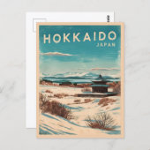 Vintage Travel Hokkaido Japan Winter Retro Landsch Postkarte (Vorne/Hinten)