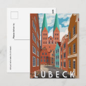 Vintage travel Holstengate Lubeck Deutschland Postkarte (Vorne/Hinten)