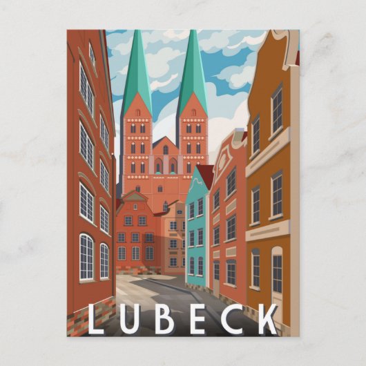Vintage travel Holstengate Lubeck Deutschland Postkarte (Vorderseite)