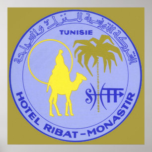 Vintage Travel Hotel Ribat in Monastir, Tunesien Poster