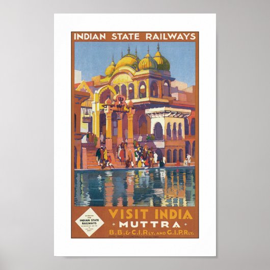 Vintage Travel India Poster Print (Vorne)