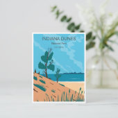Vintage Travel Indiana Dunes Nationalpark Postkarte (Stehend Vorderseite)