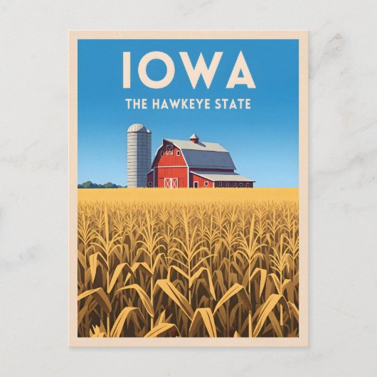 Vintage Travel Iowa Retro Heartland Farm Landscape Postkarte (Vorderseite)