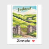 Vintage Travel Irland Landschaft Retro Landschaftl Aufkleber (Blatt)