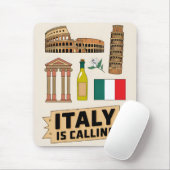 Vintage Travel Italien Icona Staatssymbole Retro Mousepad (Mit Mouse)