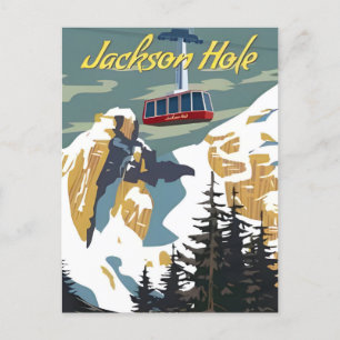 Vintage Travel Jackson Hole Wyoming Retro Postkarte