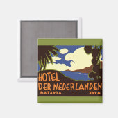 Vintage Travel Jakarta Indonesia Hotel Nederlanden Magnet (Vorderseite/Rückseite)