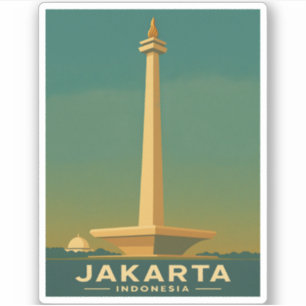 Vintage Travel Jakarta Indonesia Retro Graphic Aufkleber