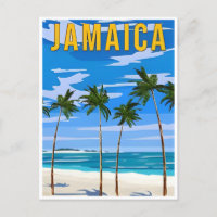 Vintage Travel Jamaica Tropical Beach Retro Landsc