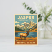 Vintage Travel Jasper Nationalpark Retro Grafik Postkarte (Stehend Vorderseite)