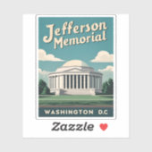 Vintage Travel Jefferson Memorial Washington DC Aufkleber (Blatt)