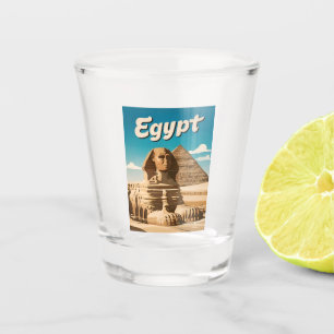 Vintage Travel Kairo Ägypten Pyramide Retro Grafik Schnapsglas