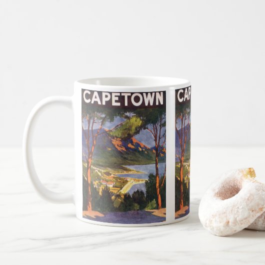 Vintage Travel, Kapstadt, eine Stadt in Südafrika Kaffeetasse (Mit Donut)