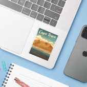 Vintage Travel Kapstadt Südafrika Retro Landschaft Aufkleber (Laptop mit iPhone)