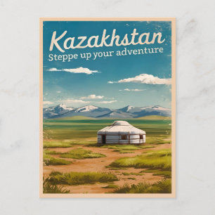 Vintage Travel Kasachstan Steppe Retro Landschaftl Postkarte