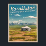 Vintage Travel Kasachstan Steppe Retro Landschaftl Postkarte<br><div class="desc">Erleben Sie die ungezähmte Schönheit der kasachischen Steppe mit diesem faszinierenden Retro-Reise-inspiriert Design. Dieses Design,  das mit Nostalgie und Vintagem Charme überflutet ist,  fasziniert Kasachstans weitläufiges Grasland und endlose Horizonte in einer Retro-Ästhetik,  die an klassische Reiseplakate aus früheren Zeiten erinnert.</div>